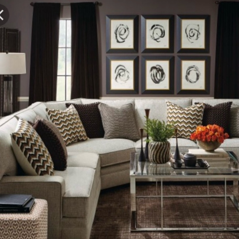 Chevron Patterned Brown and White Throw Cover Bernhardt Furniture Co